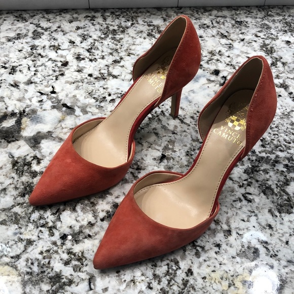 Vince Camuto Shoes - Vince Camuto Suede Salmon Heels